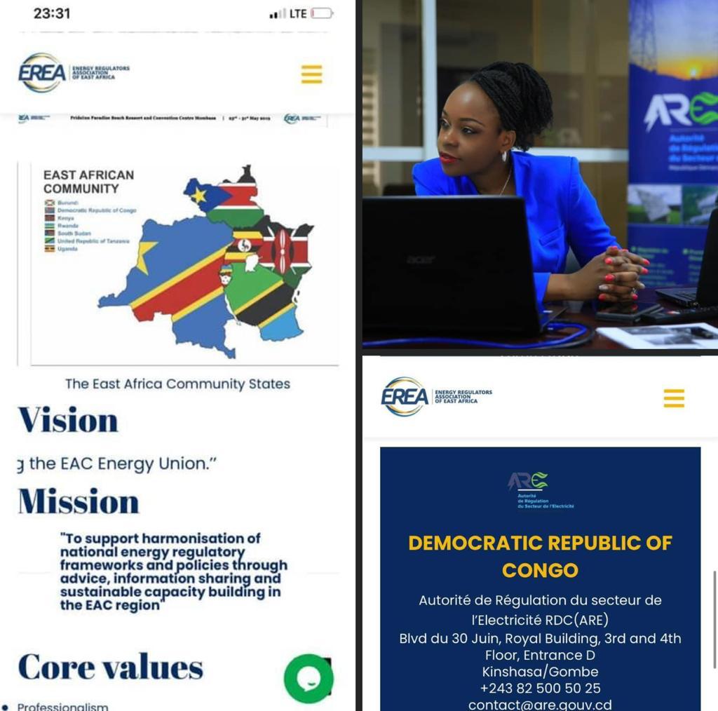 La charte de l'AREA compilée de photo de participation de la RDC à travers Sandrine Mubenga, Directrice générale de l'ARE