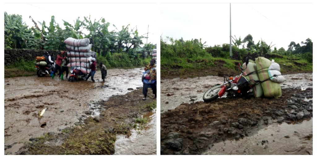 Calvaire des taximen moto au niveau de Burambo dans le groupement de Rugari à la suite de l'envahissement des eaux du volcan éteint Mikeno