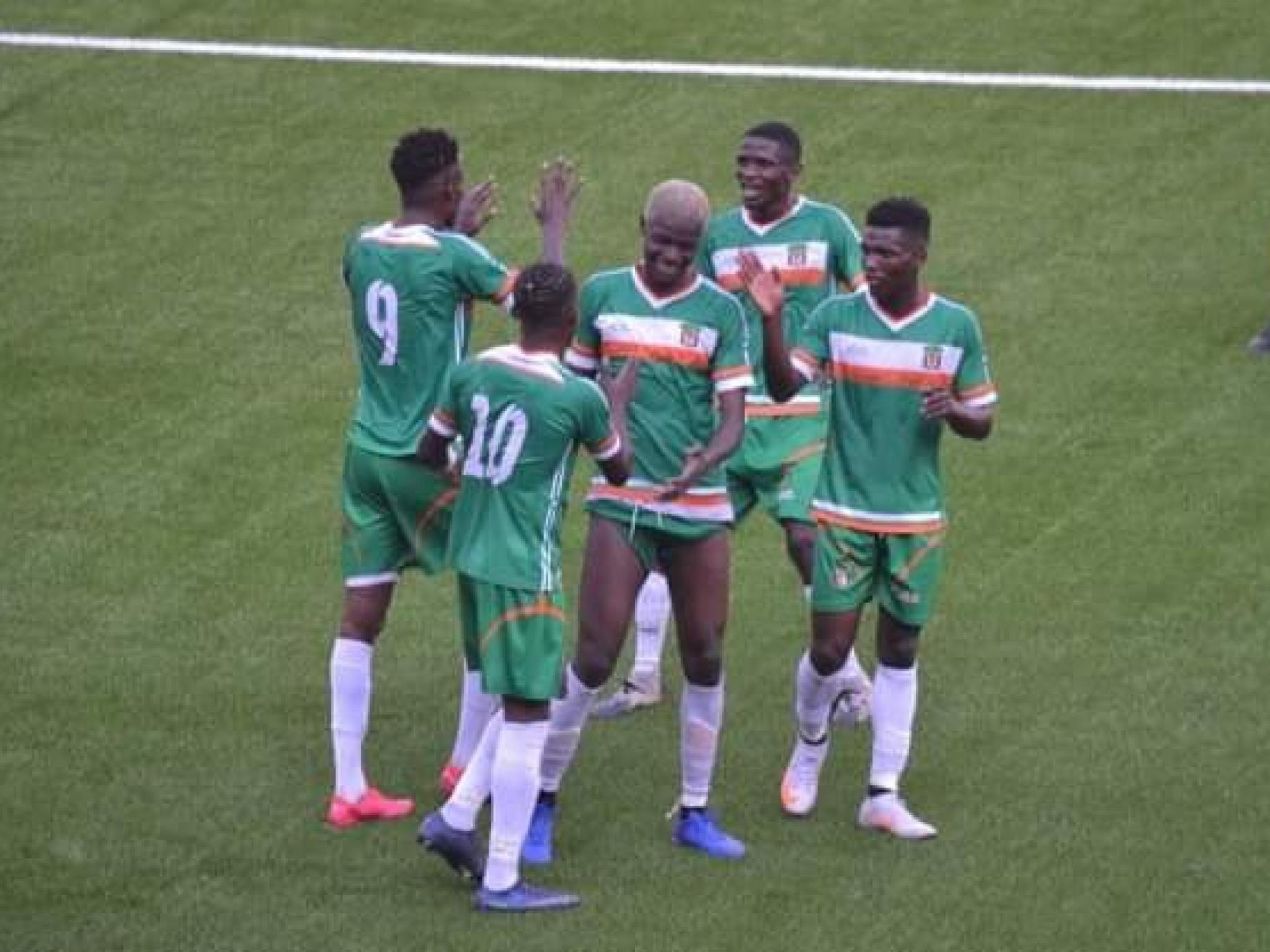 Les joueurs du FC Renaissance en pleine célébration d'un but, au stade des martyrs de Kinshasa. [Photo d'illustration]