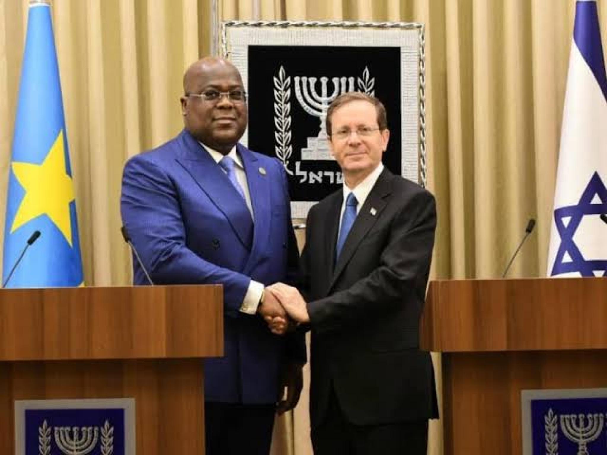 Le président Félix Tshisekedi, reçu mercredi 27 octobre 2021 par son homologue israélien Isaac Herzog. Photo Presidence