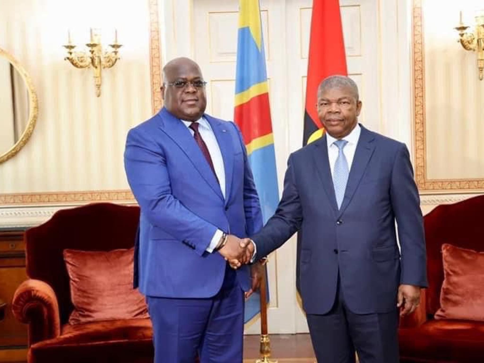 Le Président de la RDC, Félix-Antoine Tshisekedi reçu par son homologue angolais Joao Lourenço à Luanda, lundi 06 février