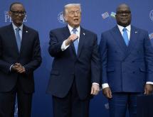 Le président américain Donald Trump auxau milieu de ses homologues Félix Tshisekedi et Paul Kagame [photo d’illustration].