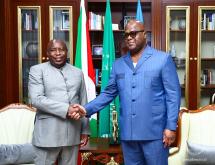 Le président burundais Evariste Ndayishimiye et son homologue congolais Félix-Antoine Tshisekedi Tshilombo, à Kinshasa, lundi 22 juin 2026