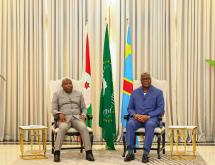 Le président burundais Evariste Ndayishimiye et son homologue congolais Félix-Antoine Tshisekedi Tshilombo, à Kinshasa, lundi 22 juin 2026