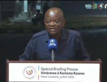 Marmont BanzaMulume, gouverneur du Haut-Lomami, lors du briefing presse de jeudi 30 juillet 2026