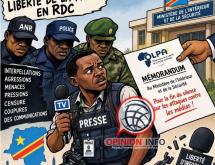 Une caricature illustrant les dénonciations de l’OLPA sur une série d’attaques visant les journalistes en RDC et son appel au ministère de l’Intérieur à intervenir