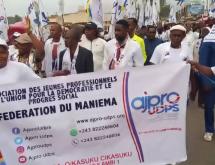 Les manifestants de la marche de l'UDPS dans les rues de Kindu ce mardi 22 septembre 2026