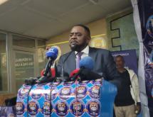 Germain Kambinga, président du parti Le Centre, prononce son discours lors de la 10e Université d’Octobre, organisée ce lundi 5 octobre 2026 au Centre Nganda, à Kinshasa.