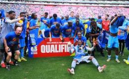 Les joueurs de la RDC célèbrent leur qualification