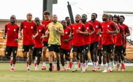 Les Léopards de la RDC lors de leur première séance d'entraînement sur le sol américain à Houston