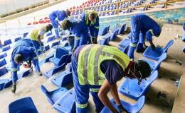 L’installation des nouveaux sièges au Stade des Photo de la Pentecôte [photo d’illustration]