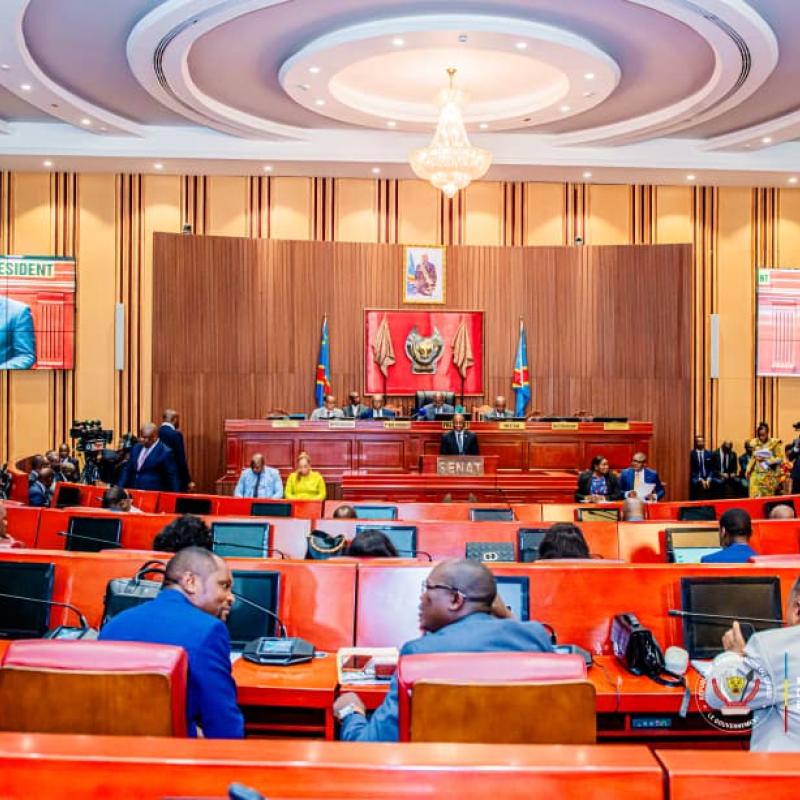 Guillaume NGEFA Ministre d'État en charge de la Justice devant les sénateurs ce lundi 13 avril 2026