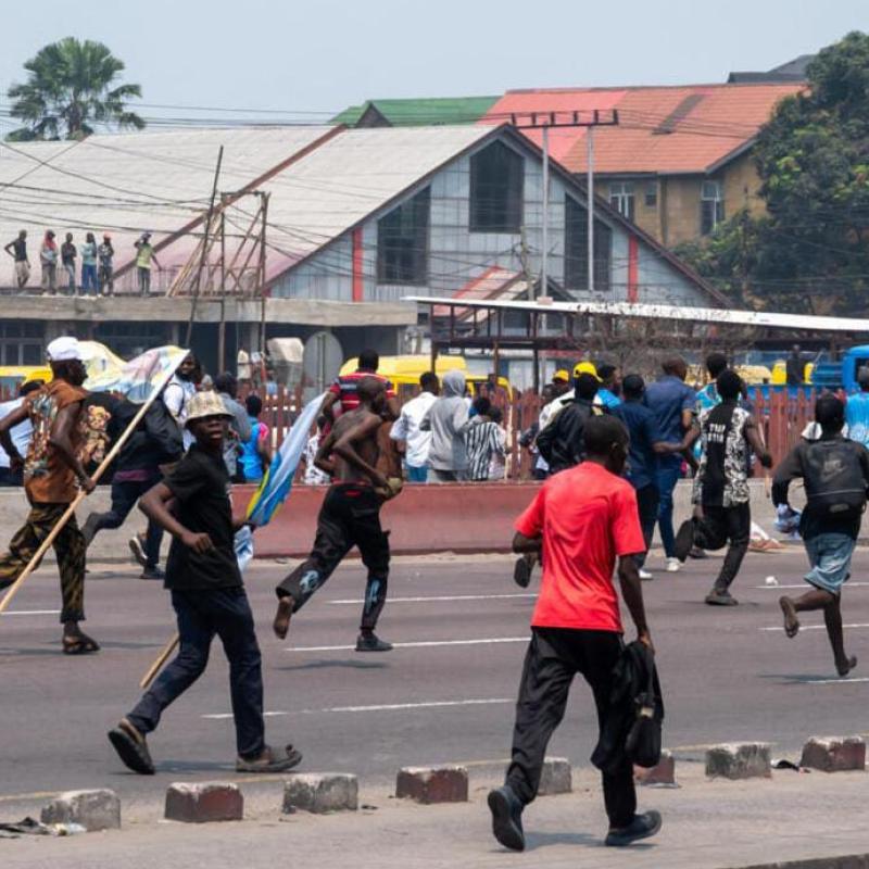 Les manifestants lors d'une marche de l'opposition à Kinshasa