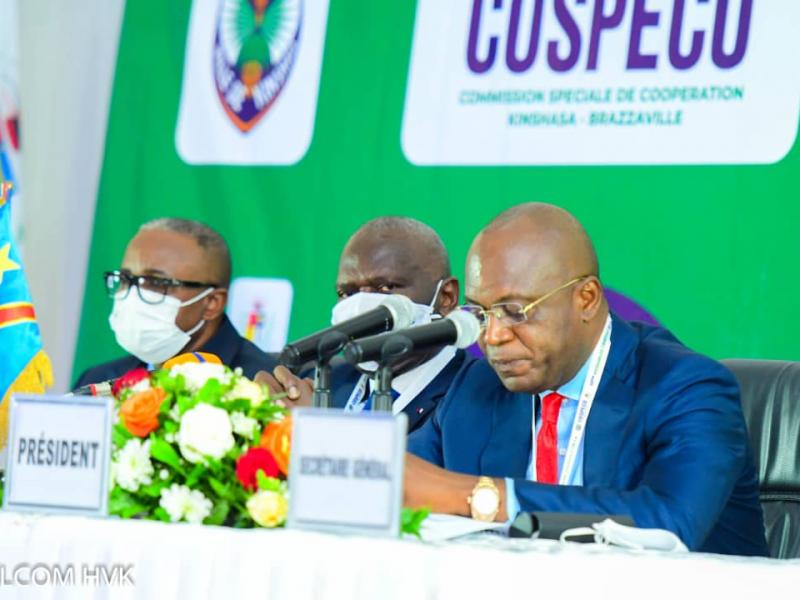 Le Gouverneur Gentiny Ngobila lors de l'ouverture des travaux de  la 23 ème Assemblée générale de la COSPECO