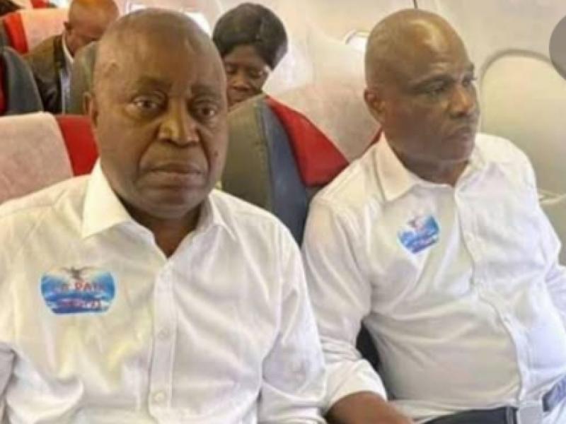 Adolphe Muzito et Martin Fayulu lors de leur tournée  pour la campagne présidentielle de 2018 [Photo d'archives]