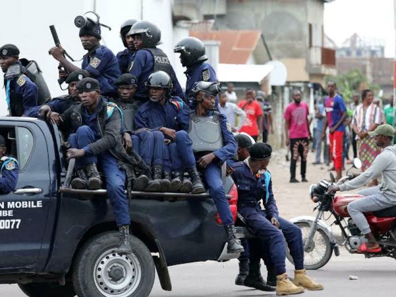 Les éléments de la police déployés à Kinshasa lors d'une manifestation organisée par l'opposition pour exiger la tenue des élections dans le délai [ photo d'archives 2018]