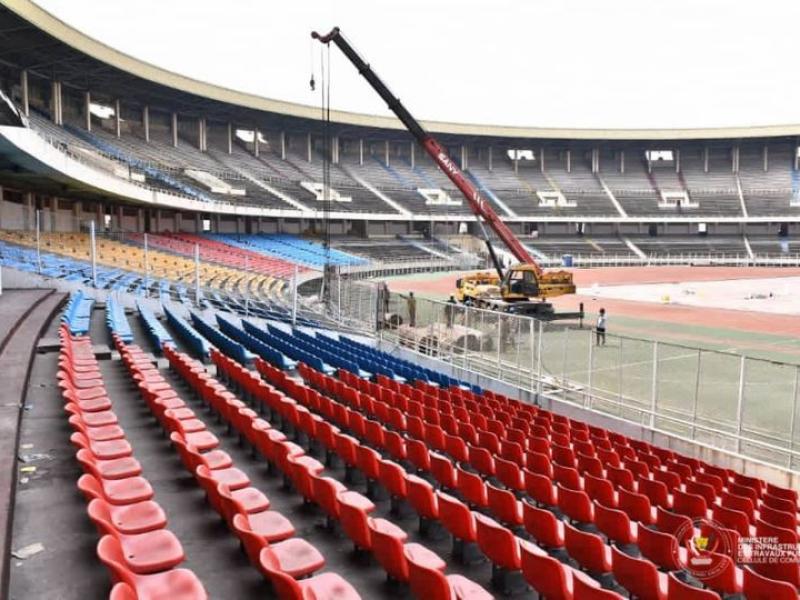 Le stade des martyrs de Kinshasa en pleine réhabilitation.