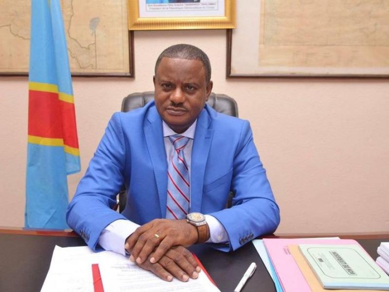 Thierry Michel Kikontwe dans son bureau de travail en avril 2021.