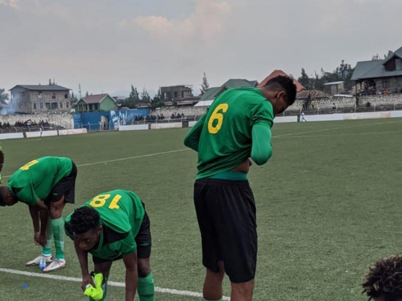 Les joueurs de l'AS Vclub au stade de l'unité de Goma