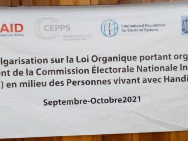 Affiche sur la session de vulgarisation de la loi organique de la Ceni aux PVH à Mbuji-Mayi