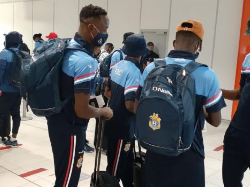 Les Léopards de la RDC à l'aéroport international de N'djili (Kinshasa).