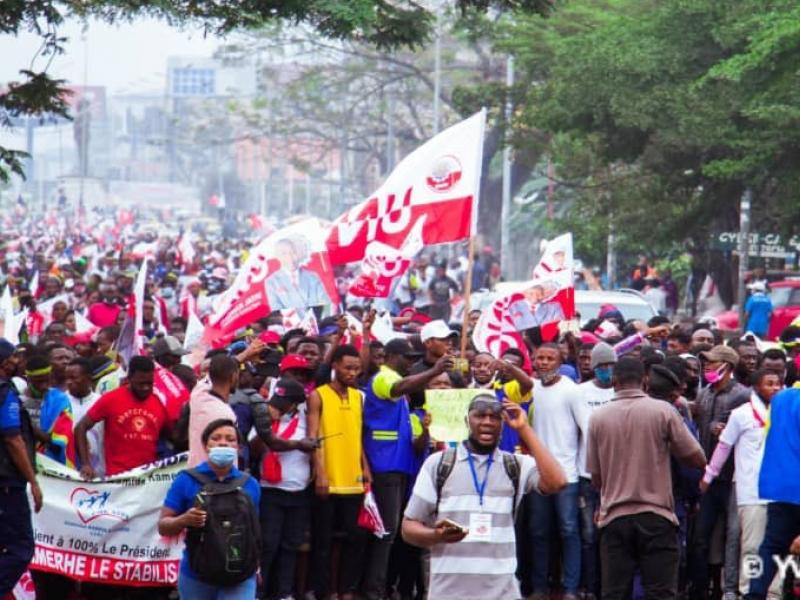Les militants de l'UNC lors d'une marche de soutien à Vital Kamerhe, président national du parti [Photo d'illustration]
