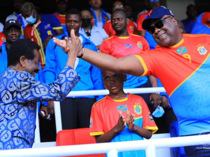 Félix Tshisekedi et Mboso N'Kodia lors de la rencontre RDC- Bénin au Stade des martyrs, dimanche 14 novembre