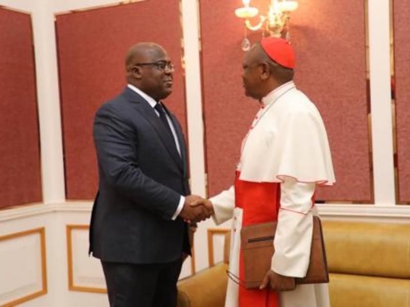 Le président de la République Félix Tshisekedi et le cardinal Fridolin Ambongo [ photo d'illustration]