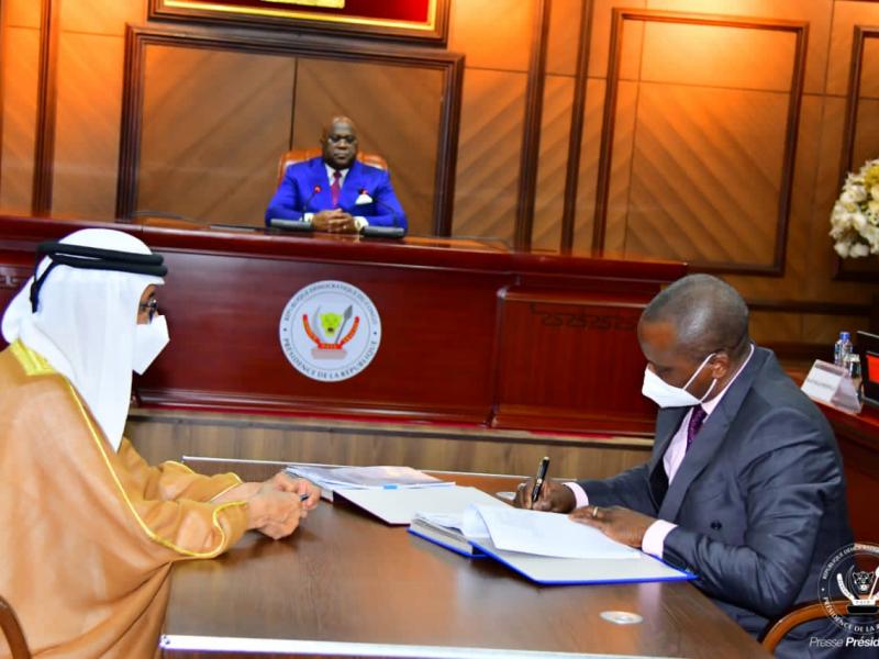 Le président de la République, Félix Tshisekedi procède à la cérémonie de signature des conventions de collaboration entre la RDC et la société DP World