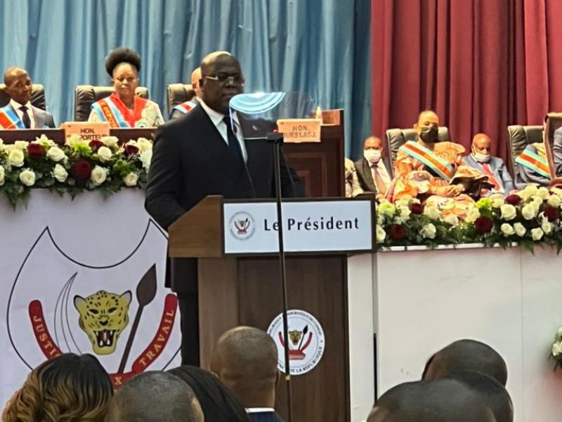 Félix Tshisekedi tient son discours sur l'état de la nation devant les deux chambres du parlement réunies en congrès