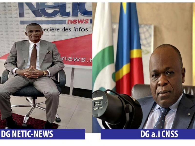 Gauthier SEY, directeur général de Netic-News ( à gauche) et Jean-Simon Mfuti, directeur général ai de la CNSS ( à droite)