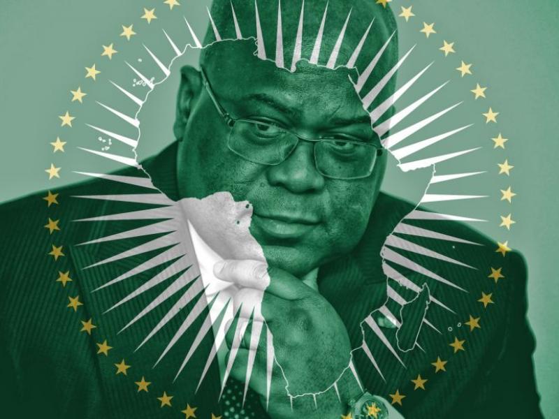 Le visage du chef de l'État congolais collé au logo de l'Union Africaine [Photo d'illustration]