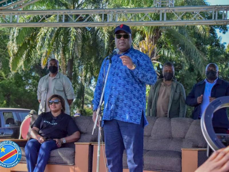 Le chef de l'État lors de son discours devant la population de Kabeya Kamwanga