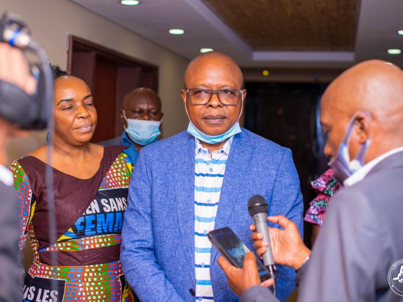 Les organisations membres du PRISME après l'entretien avec le président de la CENI, Denis Kadima