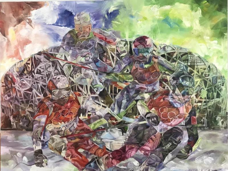 « The beauty of the games », oeuvre de l’artiste Hervé Mbelo exposée au Musée National de Chine à Pékin