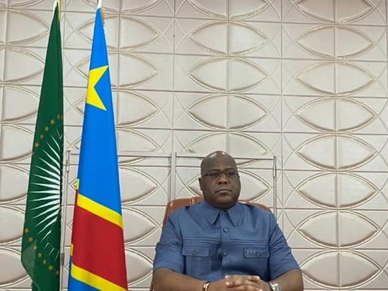 Le Chef de l'état et président en exercice de l'Union Africaine, Félix Tshisekedi