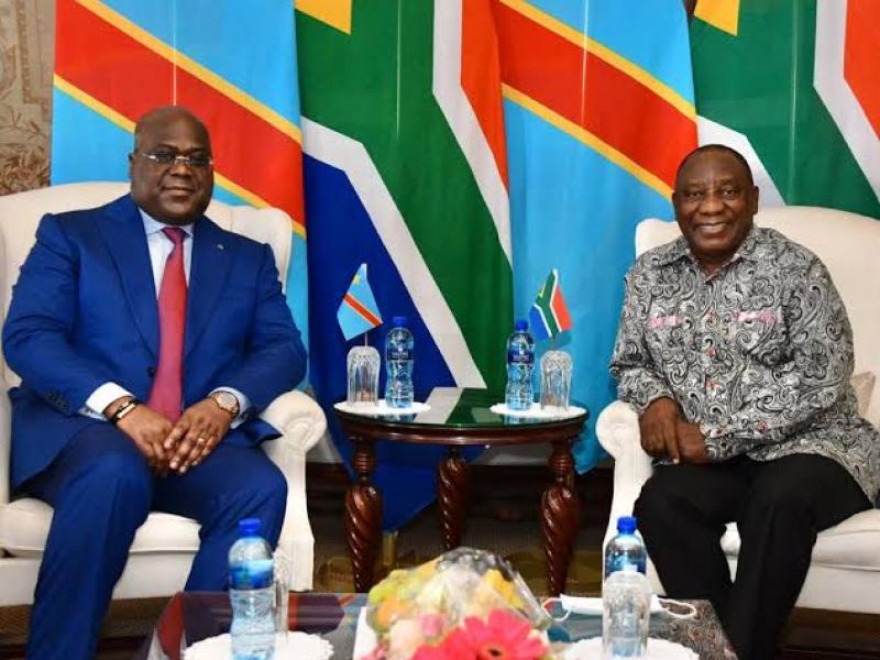 Le président de la RDC Félix Tshisekedi et le président sud-africain Cyril Ramaphosa ( photo d'illustration