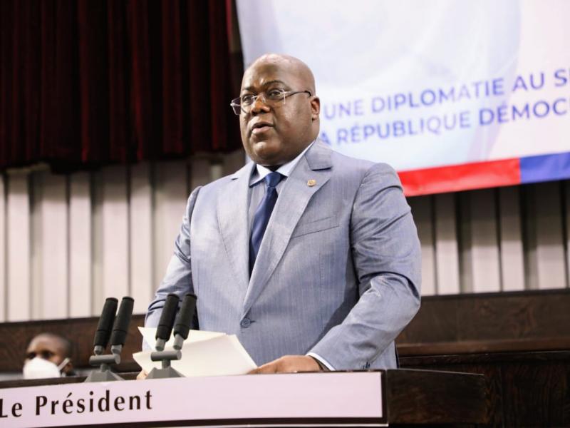 Le président Félix Tshisekedi lors du lancement de la 12e conférence diplomatique de la RDC