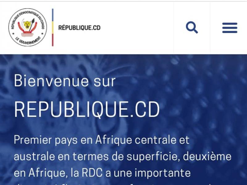 La page d'accueil du site officiel de la RDC