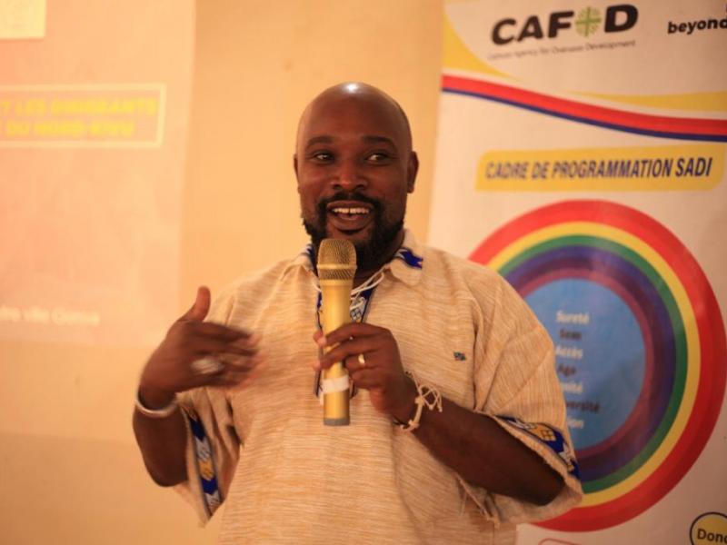 Le Coordonnateur de l'UJCC, Mukenge Totoro, lors d'un échange avec des jeunes du Nord-Kivu