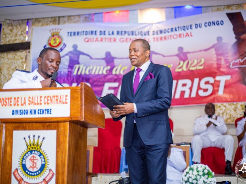 Le président de la CENI Denis Kadima lors du culte religieux à la Division Kin- Centre de l'Armée du salut