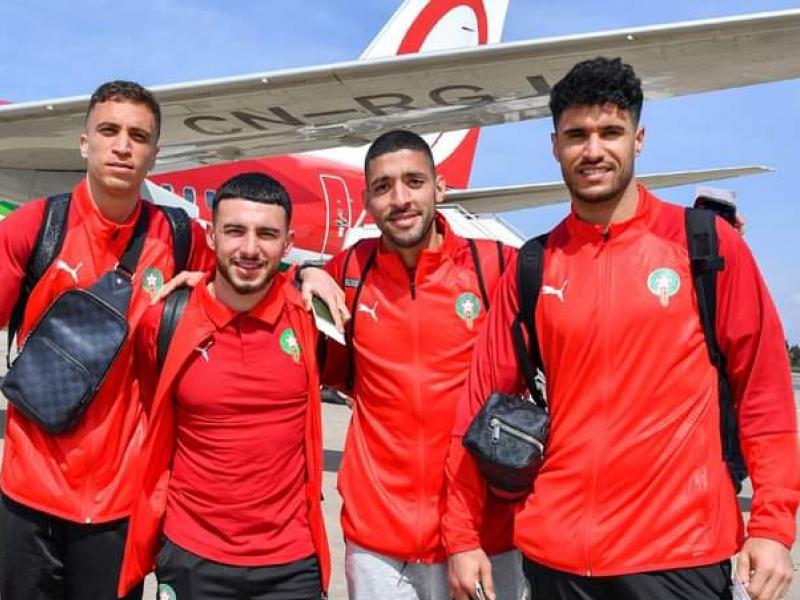 Les joueurs marocains, quelques heures avant leur arrivée à Kinshasa.
