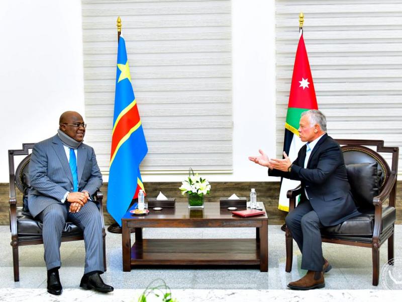 De gauche à droite, le président de la RDC Félix Tshisekedi et Sa Majesté Abdullah II de la Jordanie