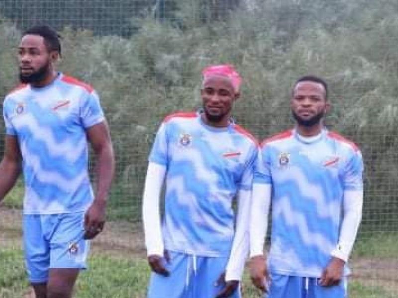 Christian Luyindama, Mukoko Amale et Meschack, lors de la séance d'entraînement à El Jadida.