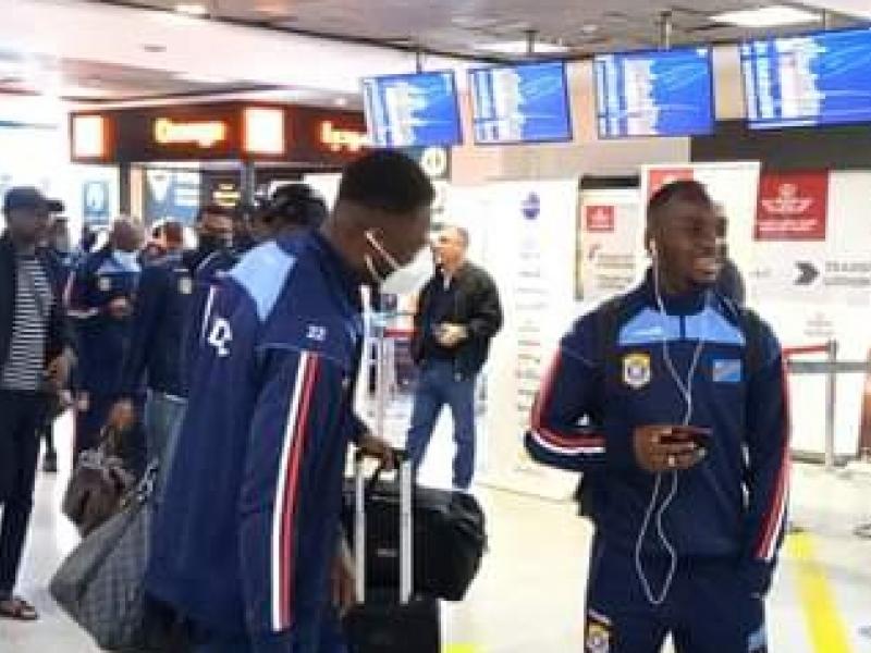 Les Léopards de la RDC à l'aéroport de Casablanca en provenance de Kinshasa, le dimanche 27 mars 2022.