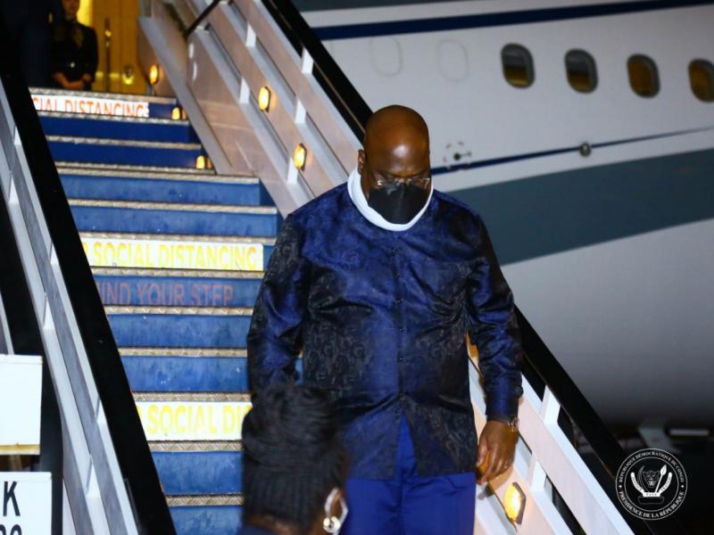 Le président Félix Tshisekedi à sa descente d'avion au Kenya pour prendre part au Mini-sommet quintipartite
