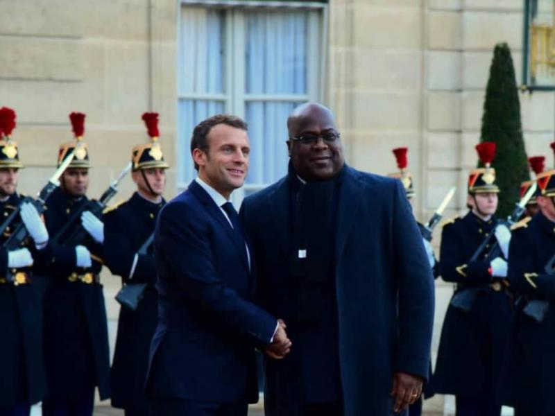 De gauche à droite, le président français Emanuel Macron et le président congolais Félix Tshisekedi reçu à l' Elysée lors d'une visite officielle [ photo d'illustration]