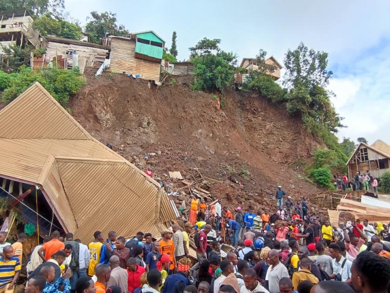 Éboulement de terre à Kadutu dans la ville de Bukavu ( Sud-Kivu)