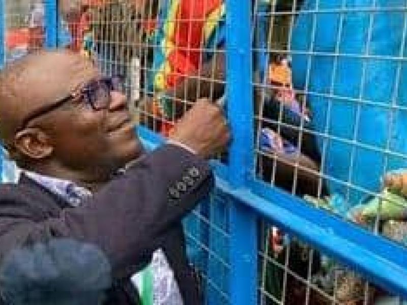 Otis Ngoma, lors d'une séance d'entraînement de l'équipe nationale de la RDC.