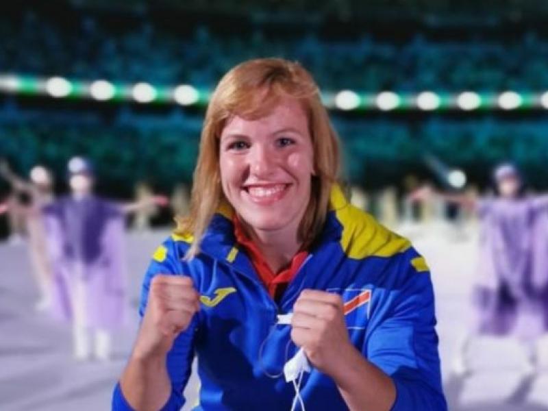 La judokate congolaise, Marie Branser, lors des JO de Tokyo en 2021.